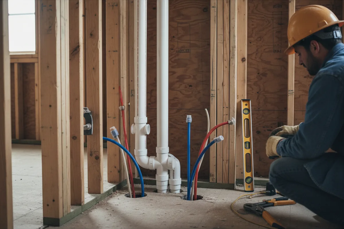 Drain and supply rough-in during Leak Detection in Woodside