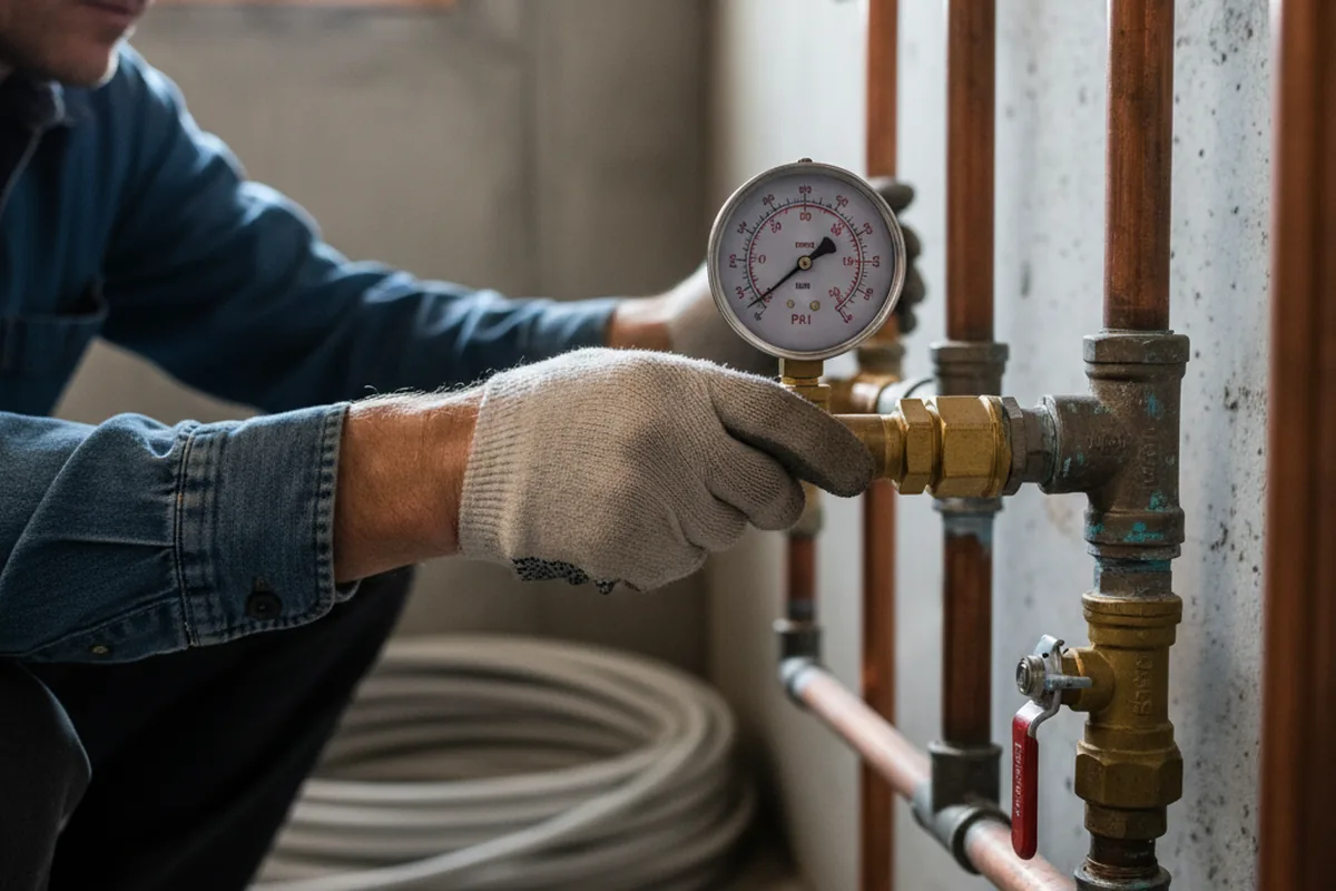 Pressure testing a repaired line during Water Line Repair in Woodside